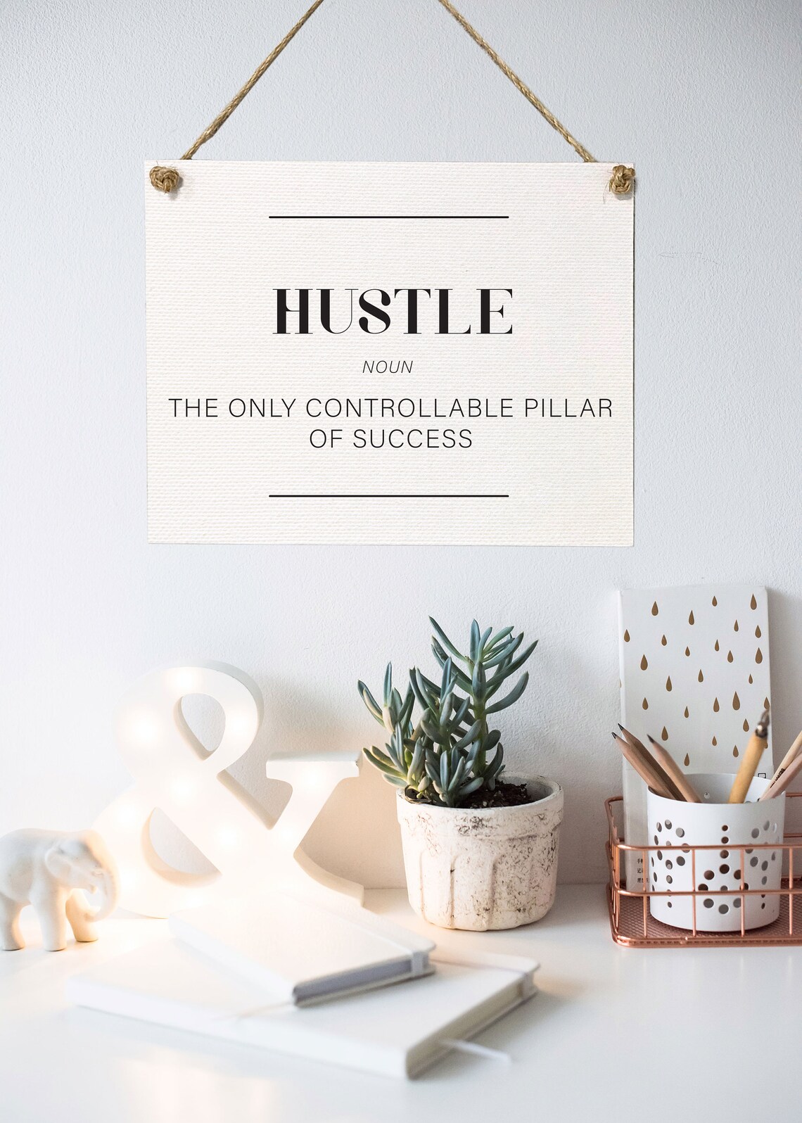 The Definition Of Hustle Inspirational Office Decor Wood Framed Unframed Or Rope Board Options - Image 2