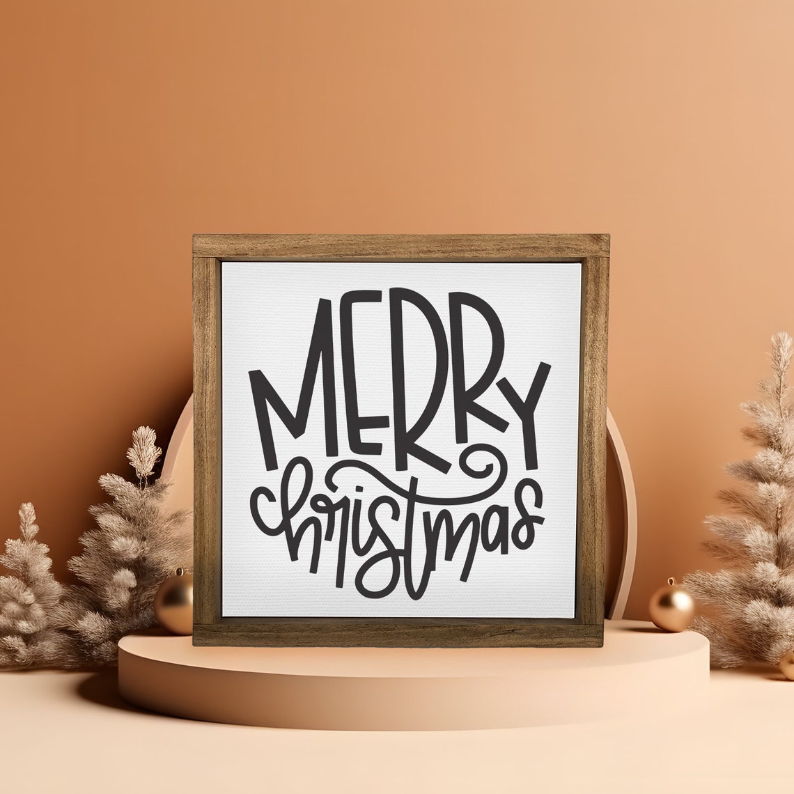 Merry Christmas Hand Lettered Script Holiday Farmhouse Poster