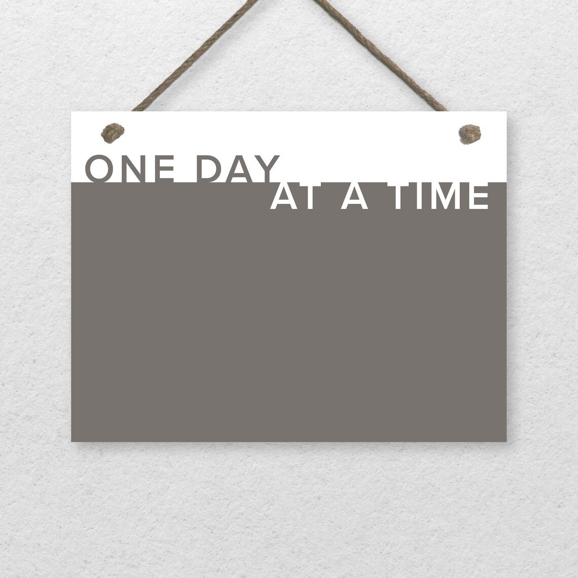 One Day At A Time Minimalist Two Tone Motivational Quote Wood Poster - Image 2