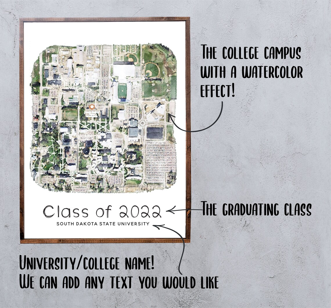 College Campus Watercolor Portrait, Graduation Gift Print - Image 2