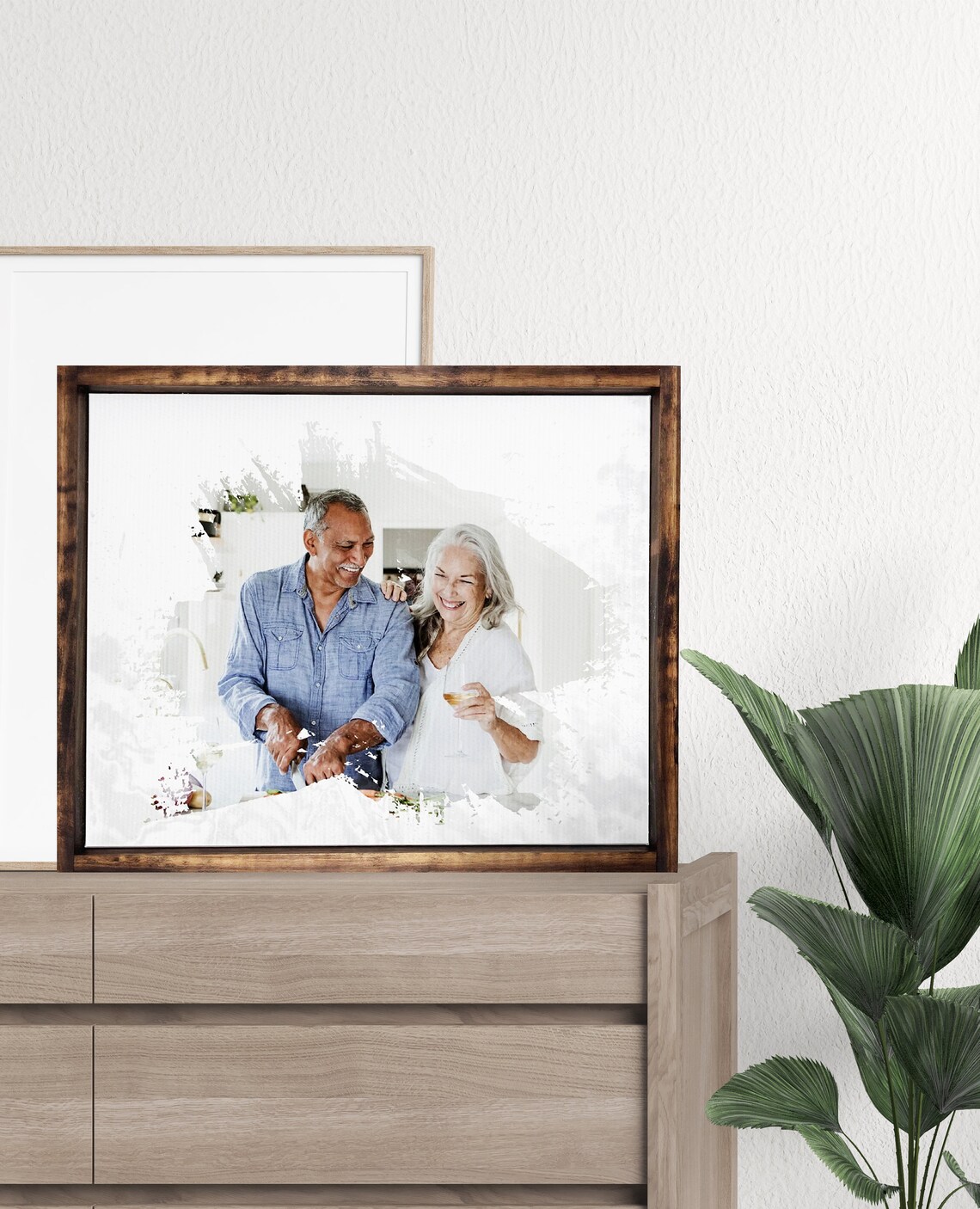 Custom Watercolor Portrait Of A Smiling Couple Framed Photo Art Print - Image 3