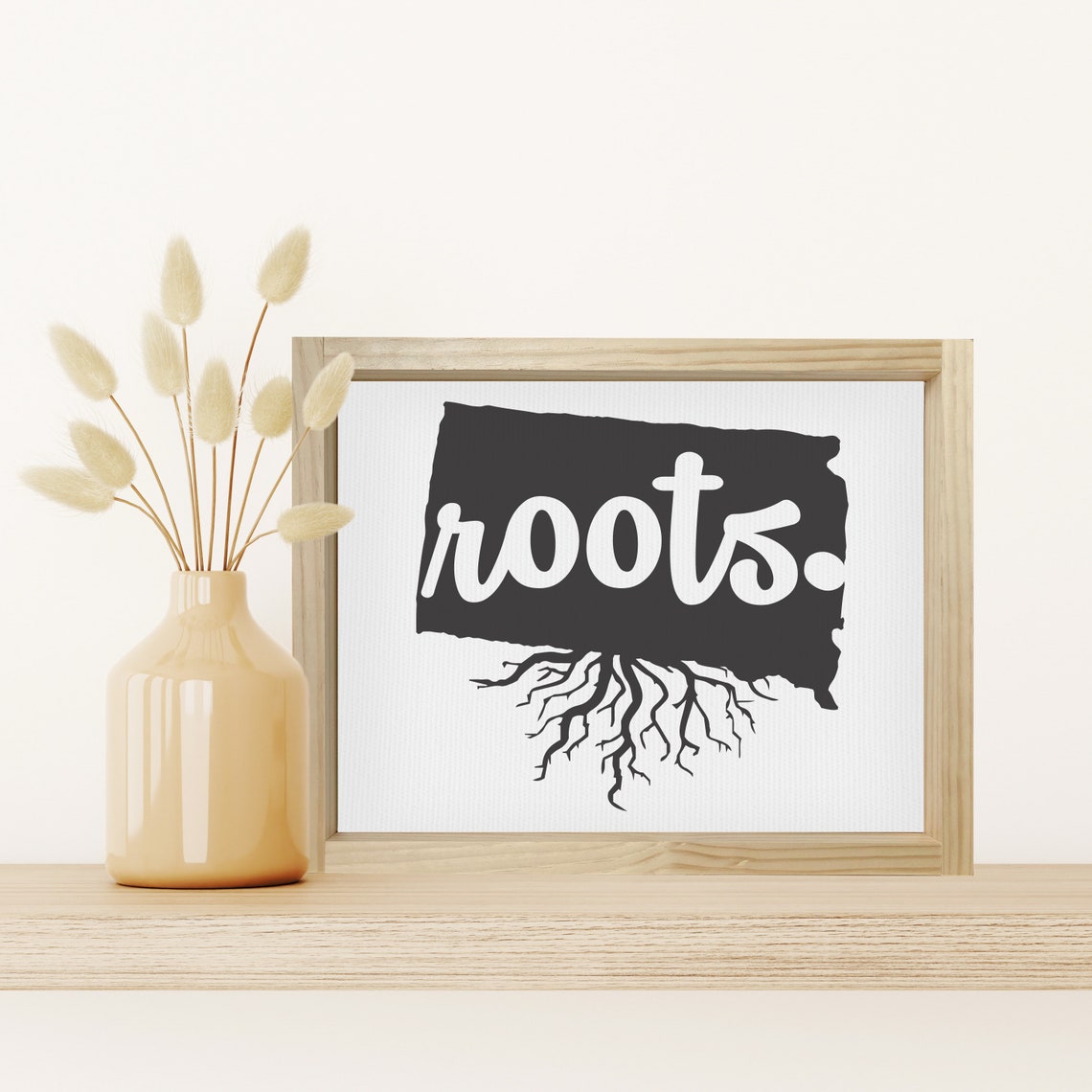 South Dakota Roots State Silhouette Rustic Home Decor Poster
