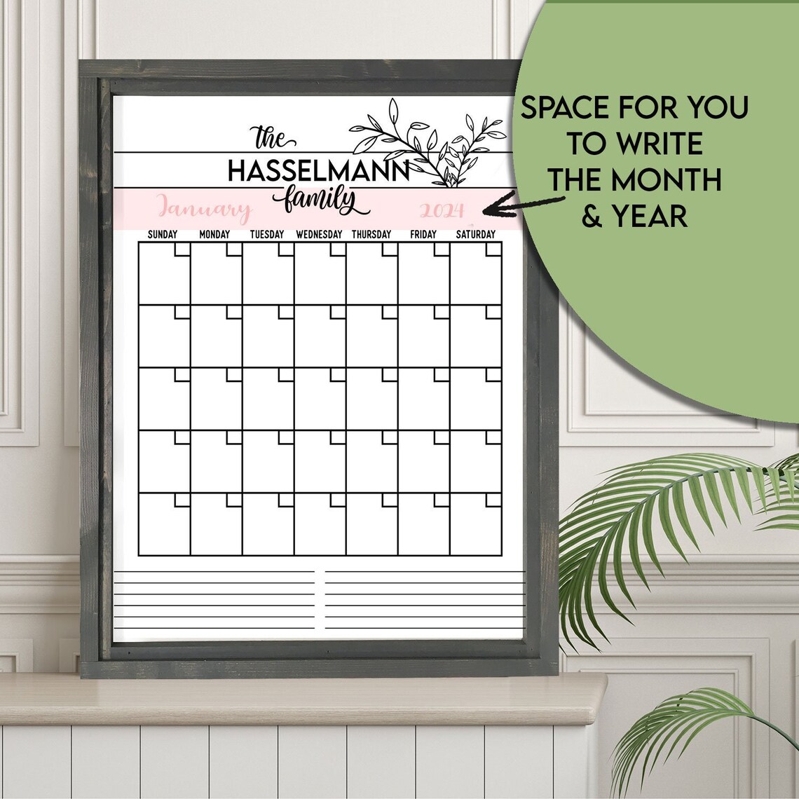 Personalized Family Dry Erase Calendar Wall Art for Home Office - Image 3