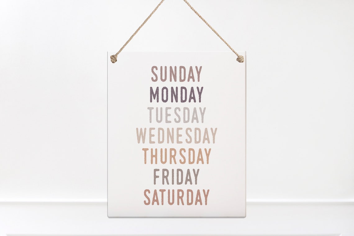 Days Of The Week Learning Sign Neutral Kids Nursery Boho Wall Art - Image 2