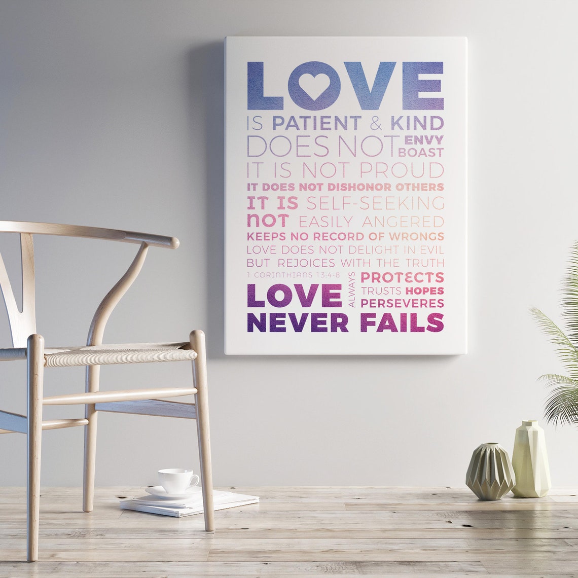 Love Is Patient Kind Bible Verse Gradient Typography Scripture Poster - Image 3