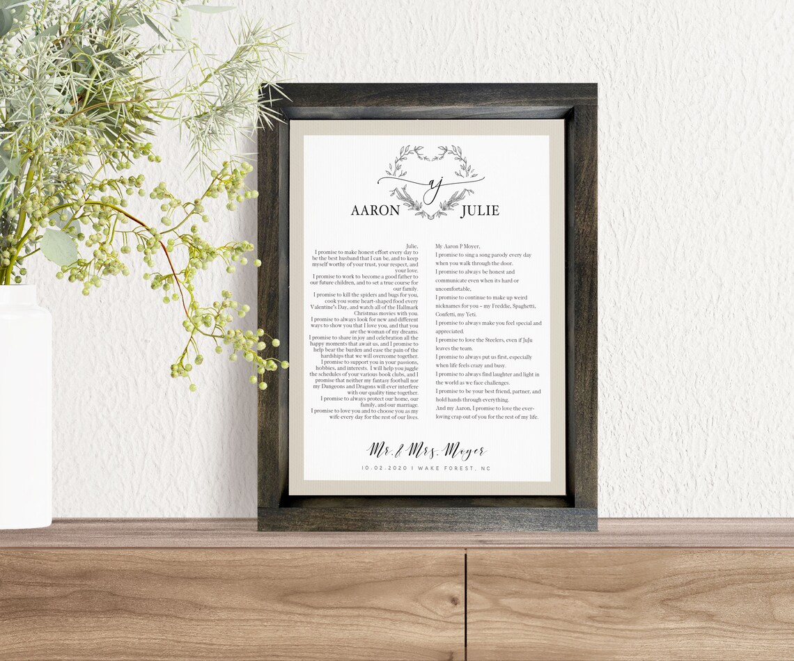 Wedding Vows Names Date Location Art Print - Image 2
