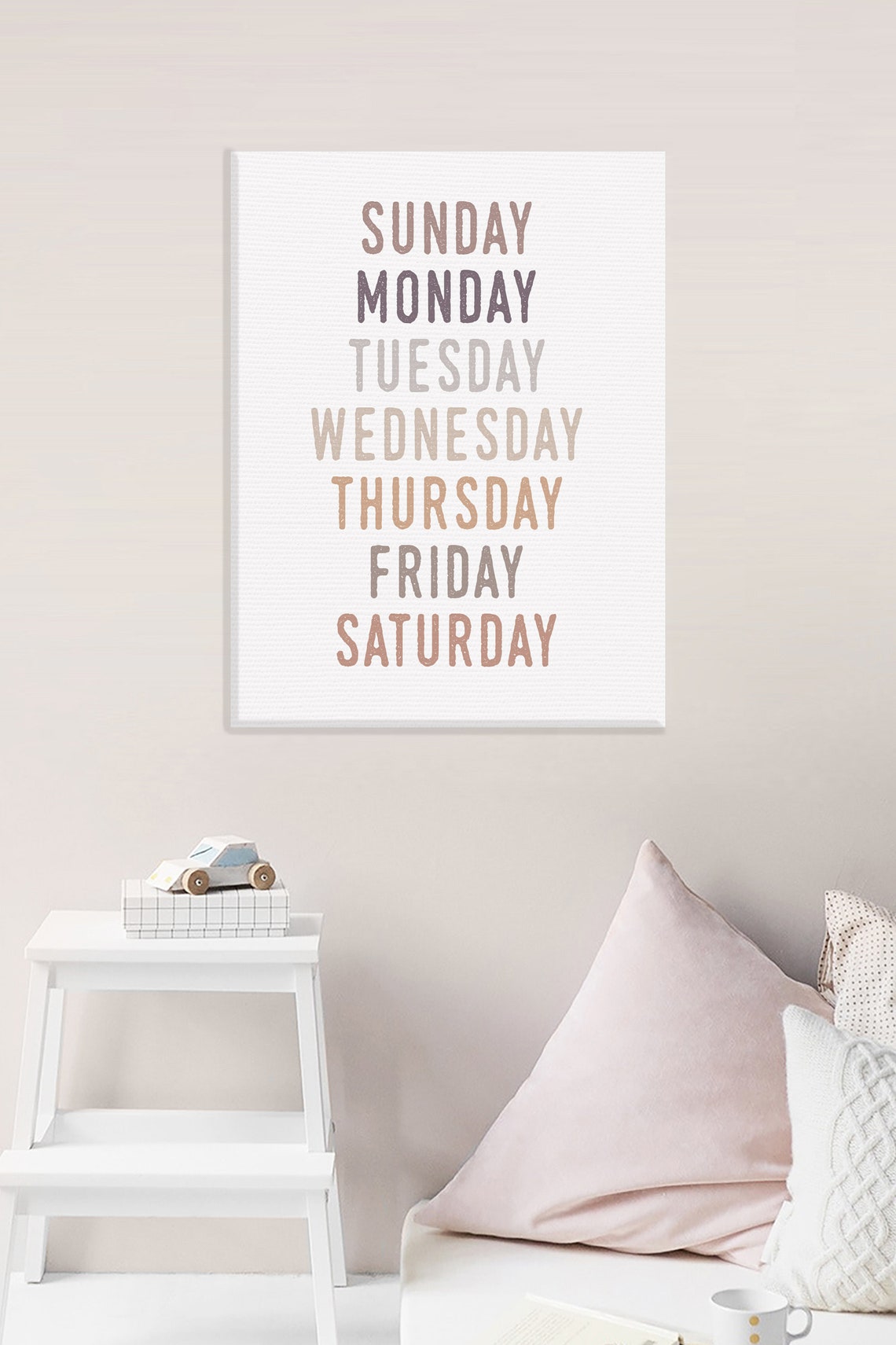 Days Of The Week Learning Sign Neutral Kids Nursery Boho Wall Art - Image 3
