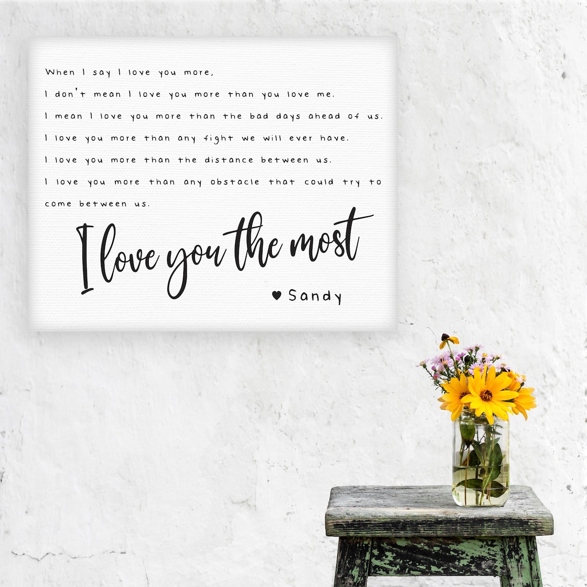 I Love You The Most Sweet Romantic Custom Couples Love Poem Poster - Image 3