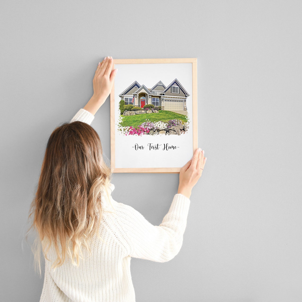 Custom Watercolor "Our First Home" House Portrait Painting Poster - Image 3