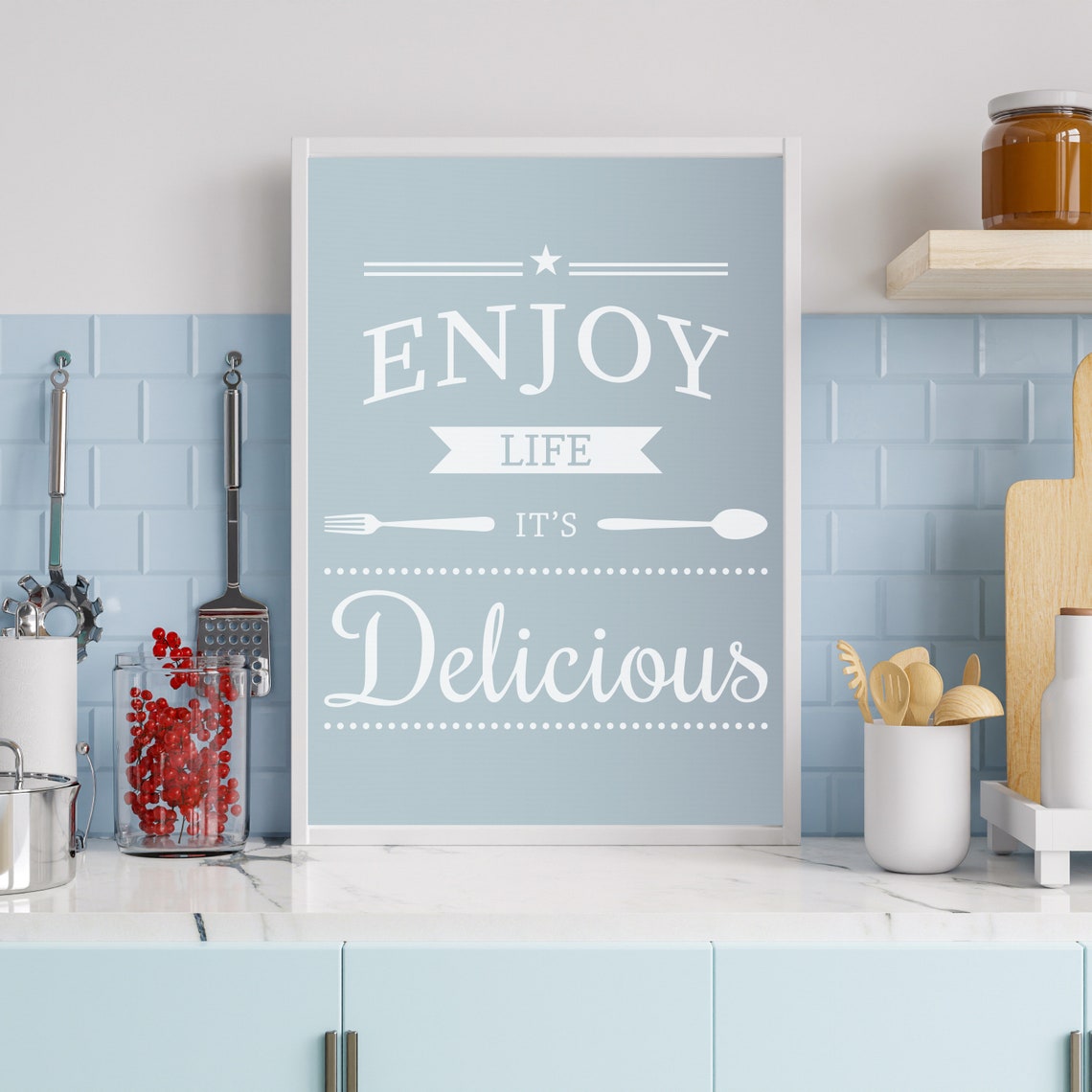 Enjoy Life Its Delicious Retro Style Kitchen Dining Room Poster - Image 3