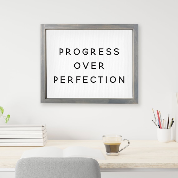 Progress Over Perfection Minimalist Motivational Quote Poster