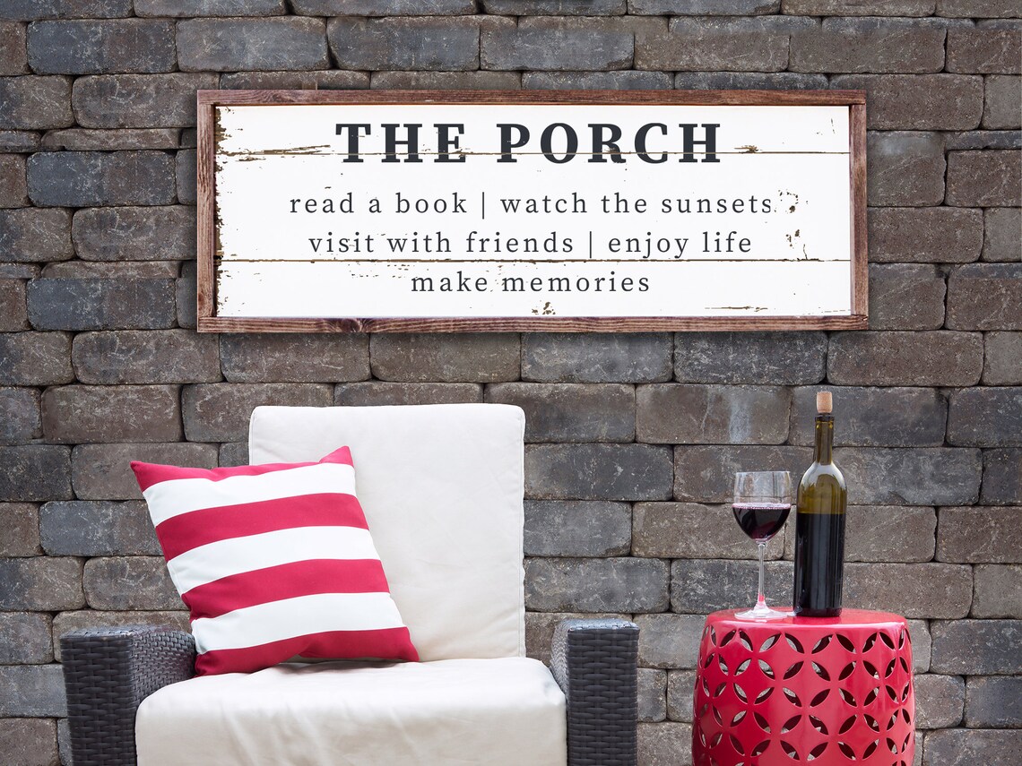 Porch Sign Faux Barnwood Custom Text Wall Print