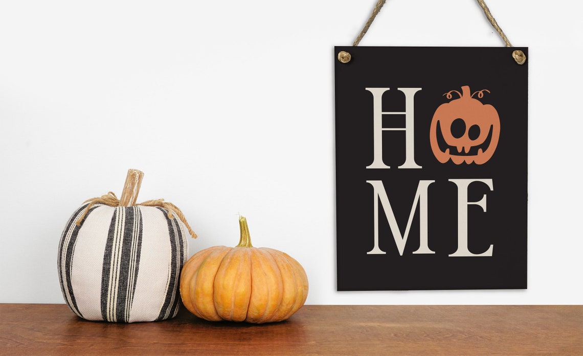 Home with Pumpkin Lettering Halloween Black Farmhouse Decor Poster - Image 2