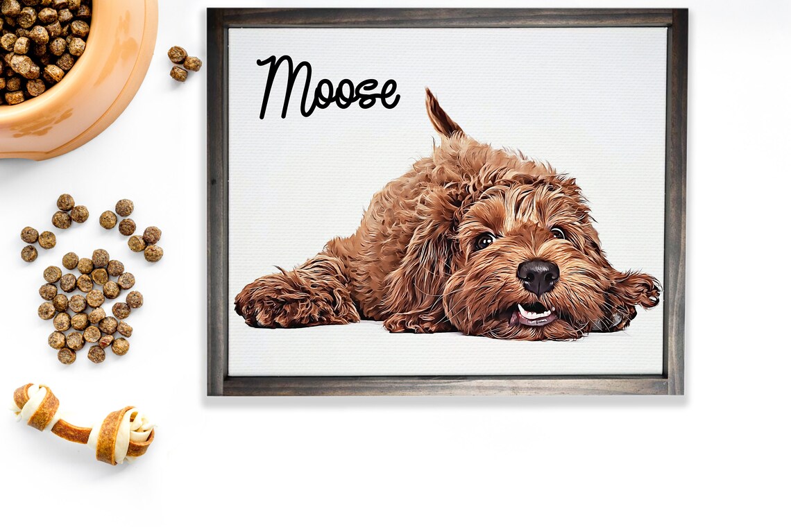 Personalized Pet Portrait, Oil Effect Dog Decor