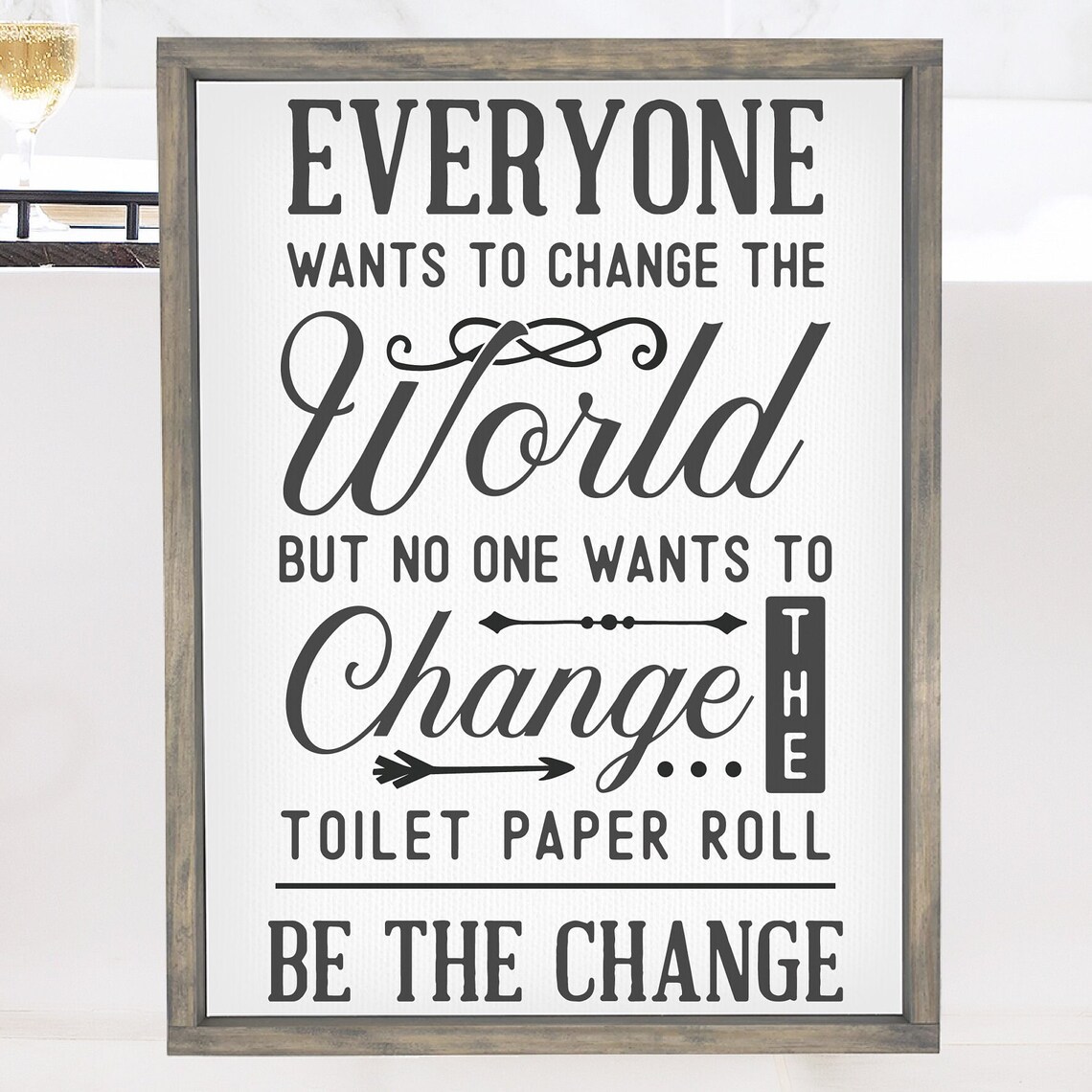 Everyone Wants to Change the World Toilet Paper Funny Bathroom Poster - Image 2