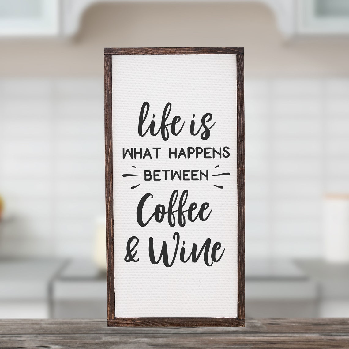Life Is What Happens Between Coffee and Wine Funny Kitchen Poster - Image 3