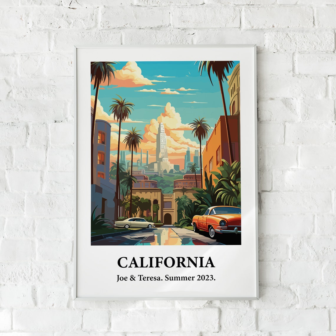 California Palm Street Los Angeles Personalized Travel Poster