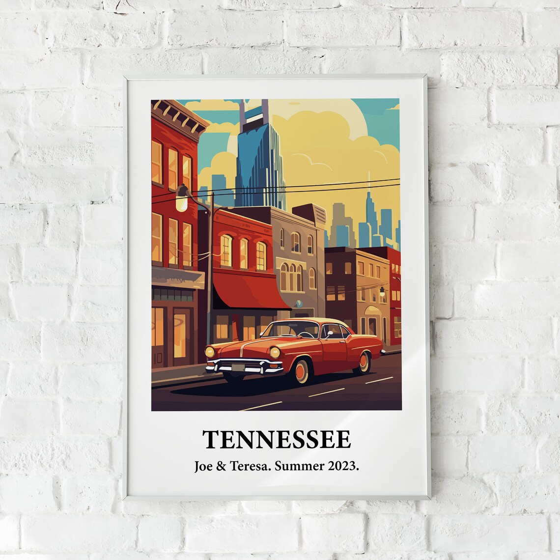 Tennessee Classic Car City Street Vintage Style Travel Art Poster - Image 3