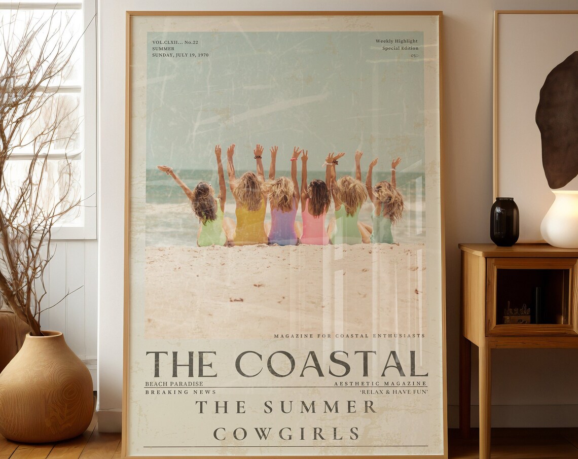 The Coastal Magazine Cover Poster Summer Cowgirls Beach 1970