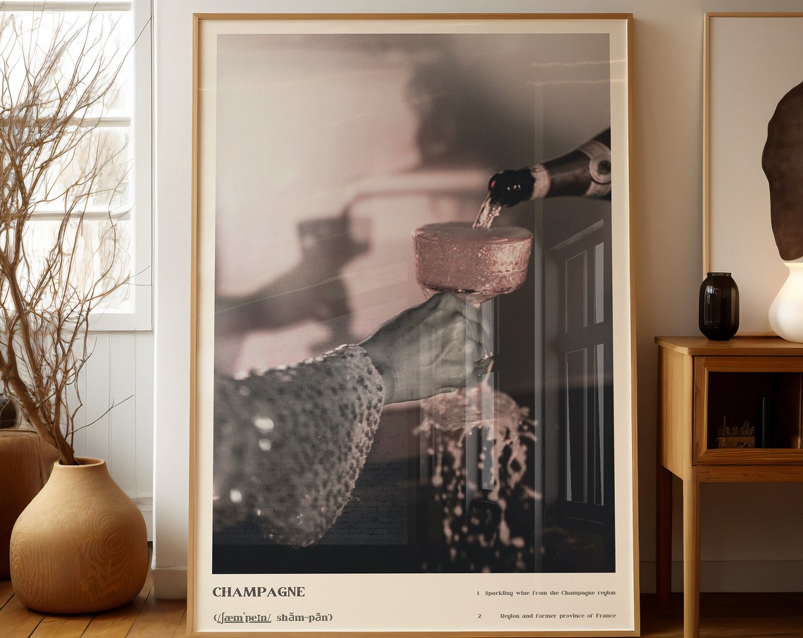 Champagne Dictionary Definition Typography Champagne Pour Poster