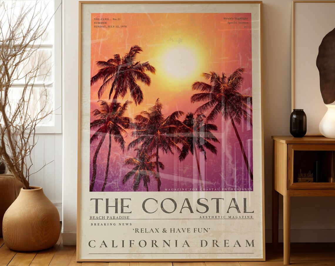 Coastal Life Vintage 70s California Travel Poster