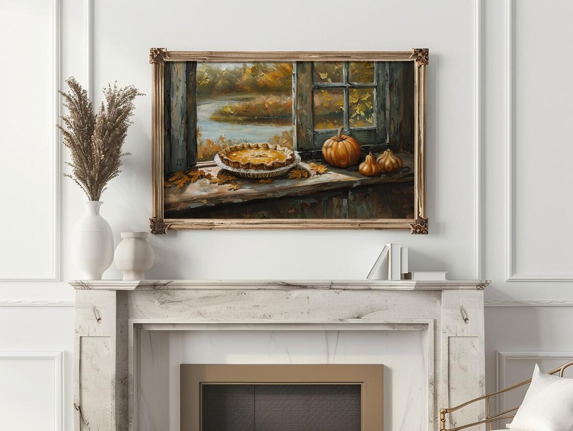 Autumn Wall Art Pumpkin Pie Print, Rustic Fall - Image 3