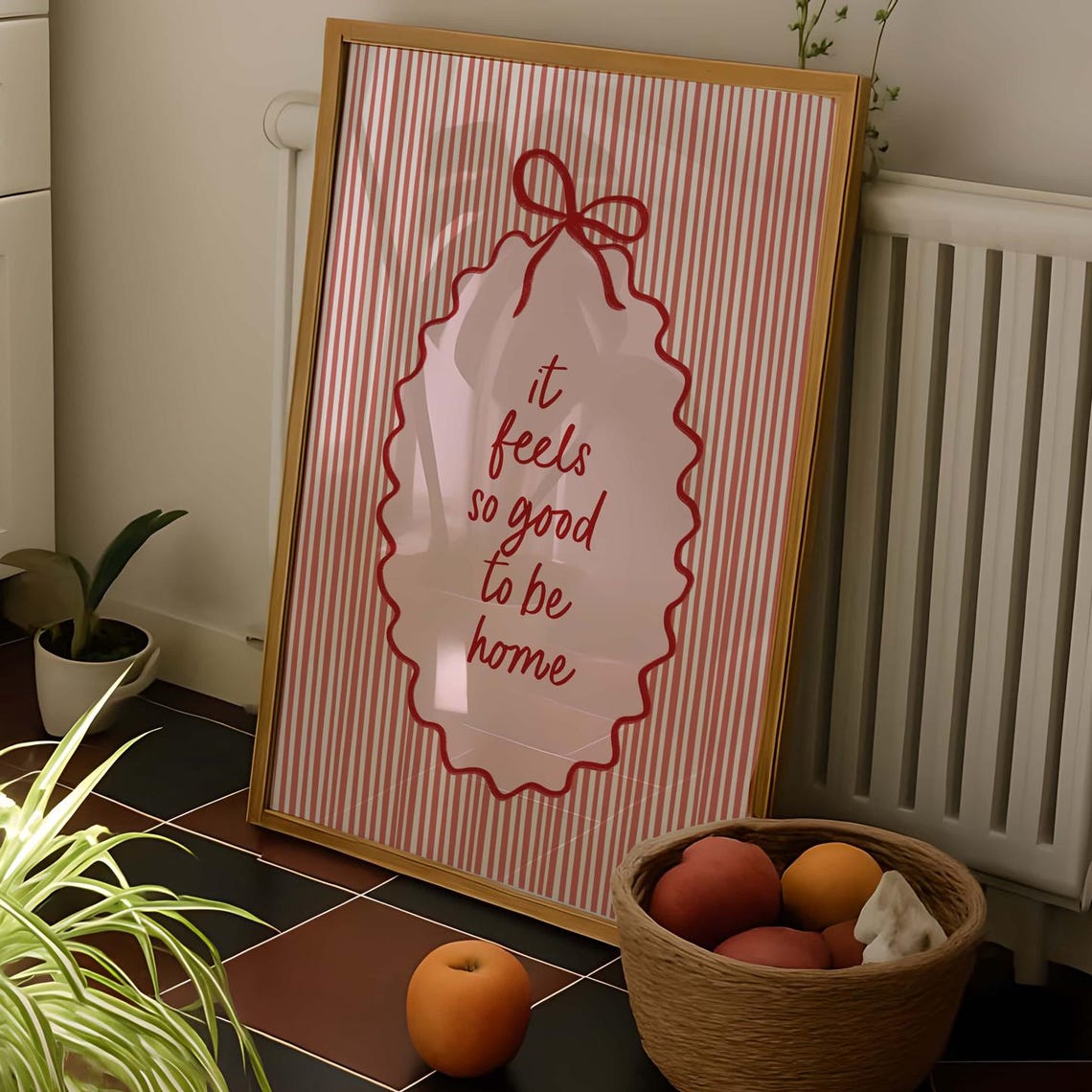 It Feels So Good To Be Home Red Script Coquette Typography Poster