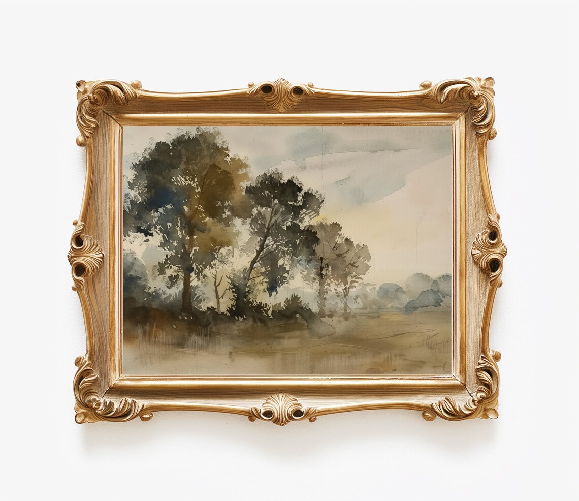 Antique Rustic Landscape, Vintage Wall Art - Image 3