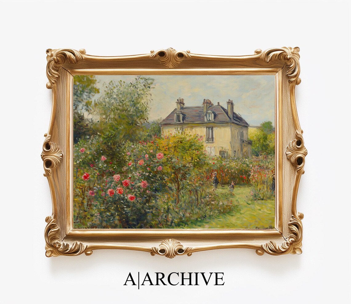 Summer Cottage Garden with Blooming Roses Vintage Art Style Poster - Image 4