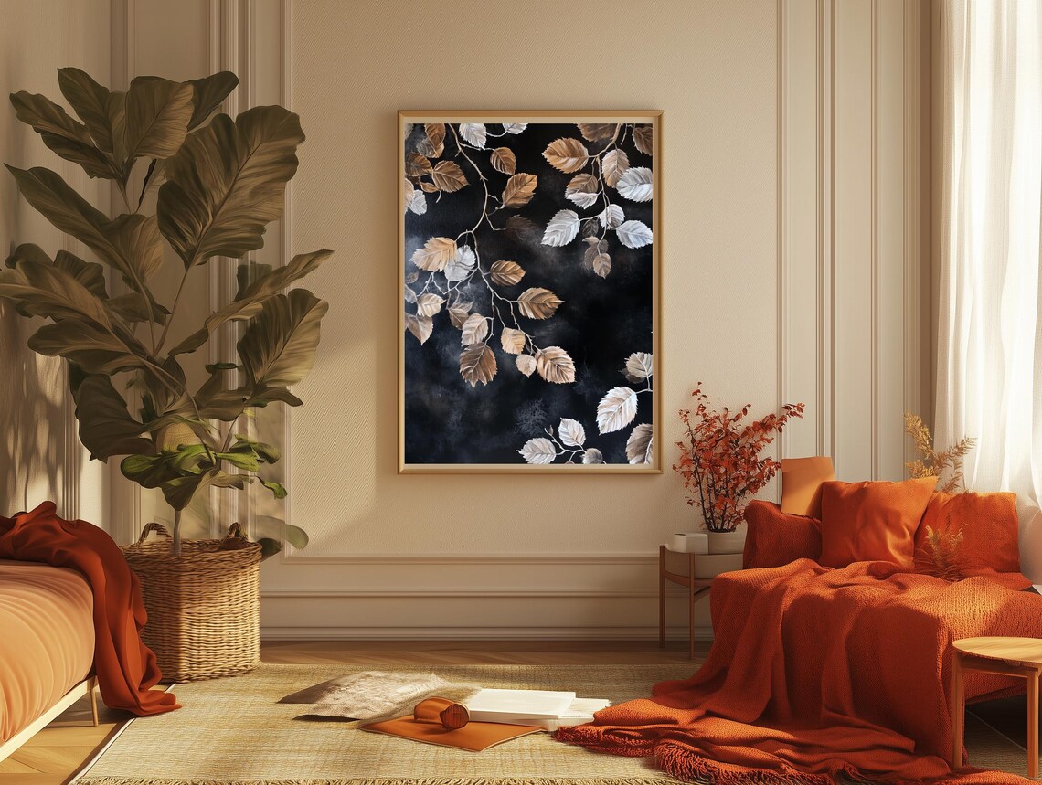 Dark Academia Moody Botanical Wall Art Dark Vintage Floral Print Autumn Decor - Image 2