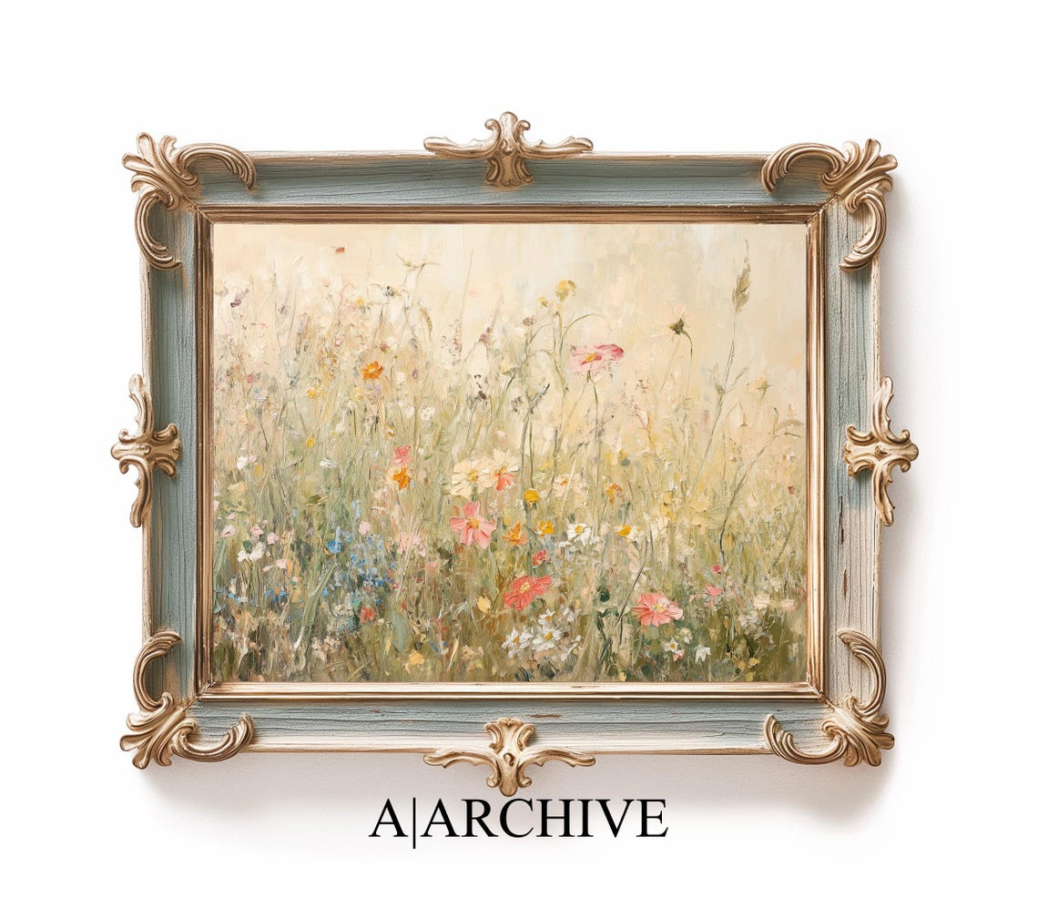 Green Wildflower Meadow White Daisies Impressionist Art Poster - Image 2