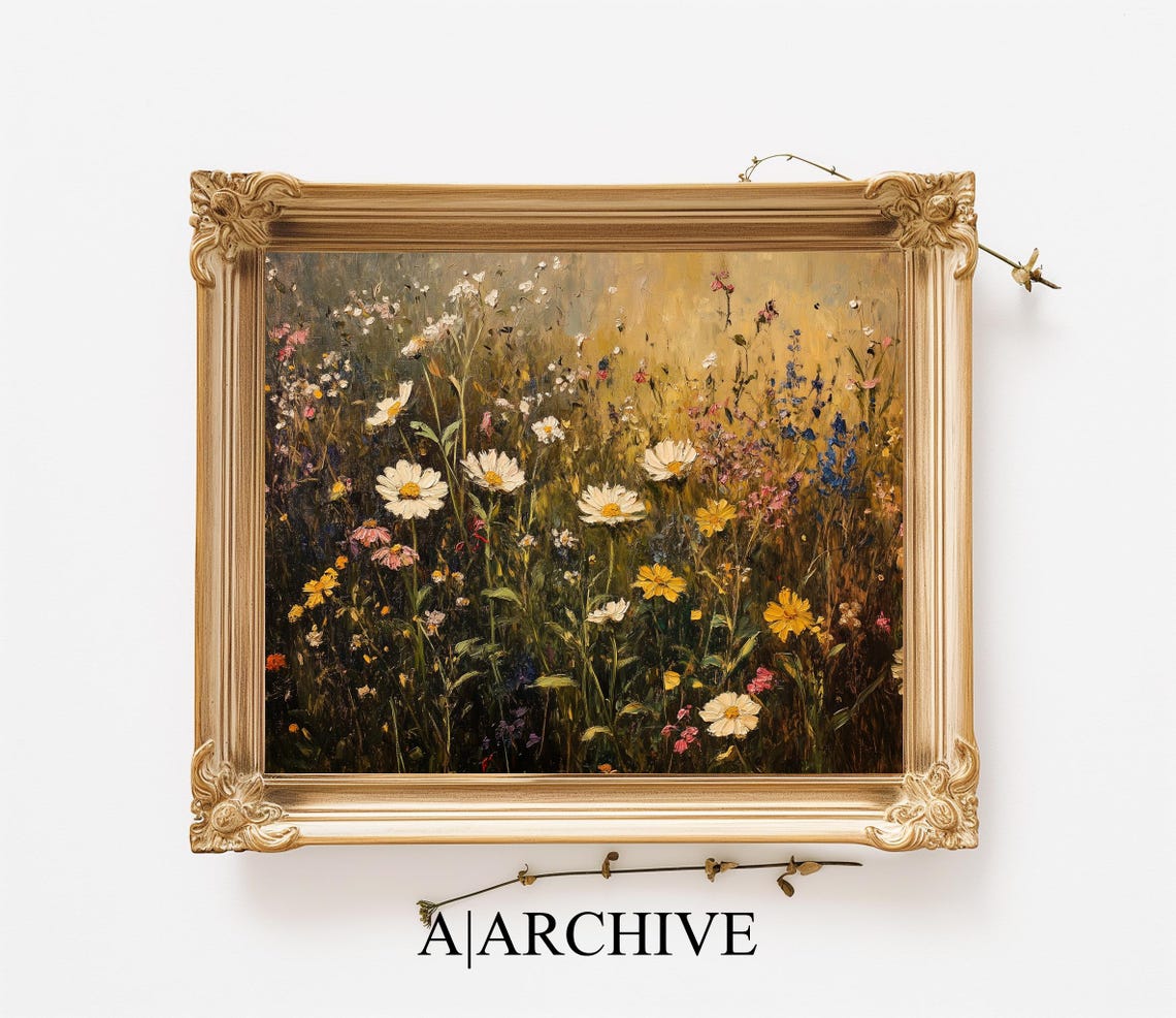 Soft White Wildflower Meadow Light Airy Botanical Art Poster - Image 3