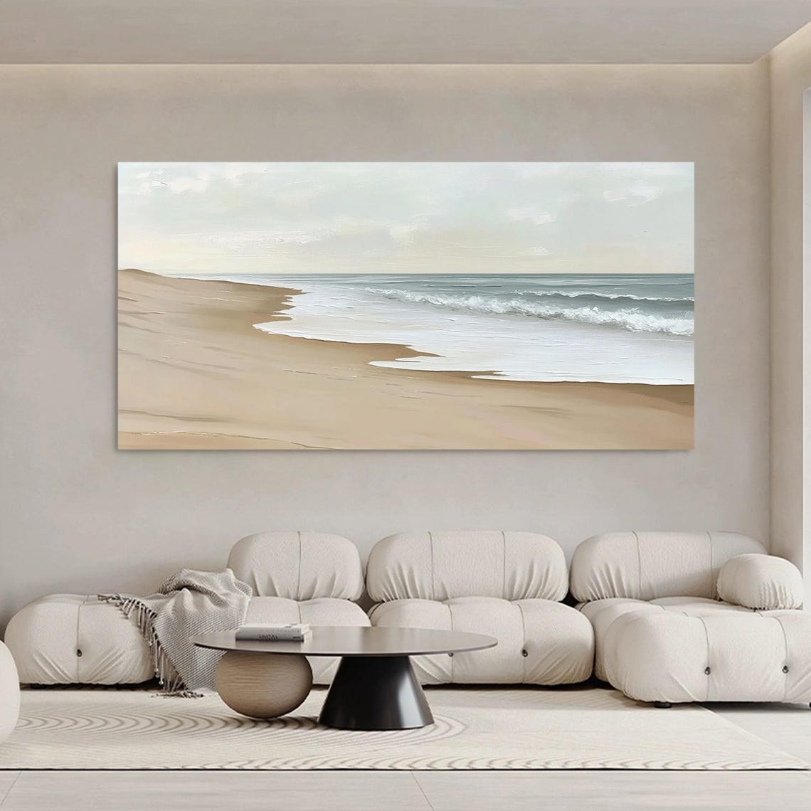 Calm Sandy Beach Shoreline With Gentle Waves Painting Poster - Image 2