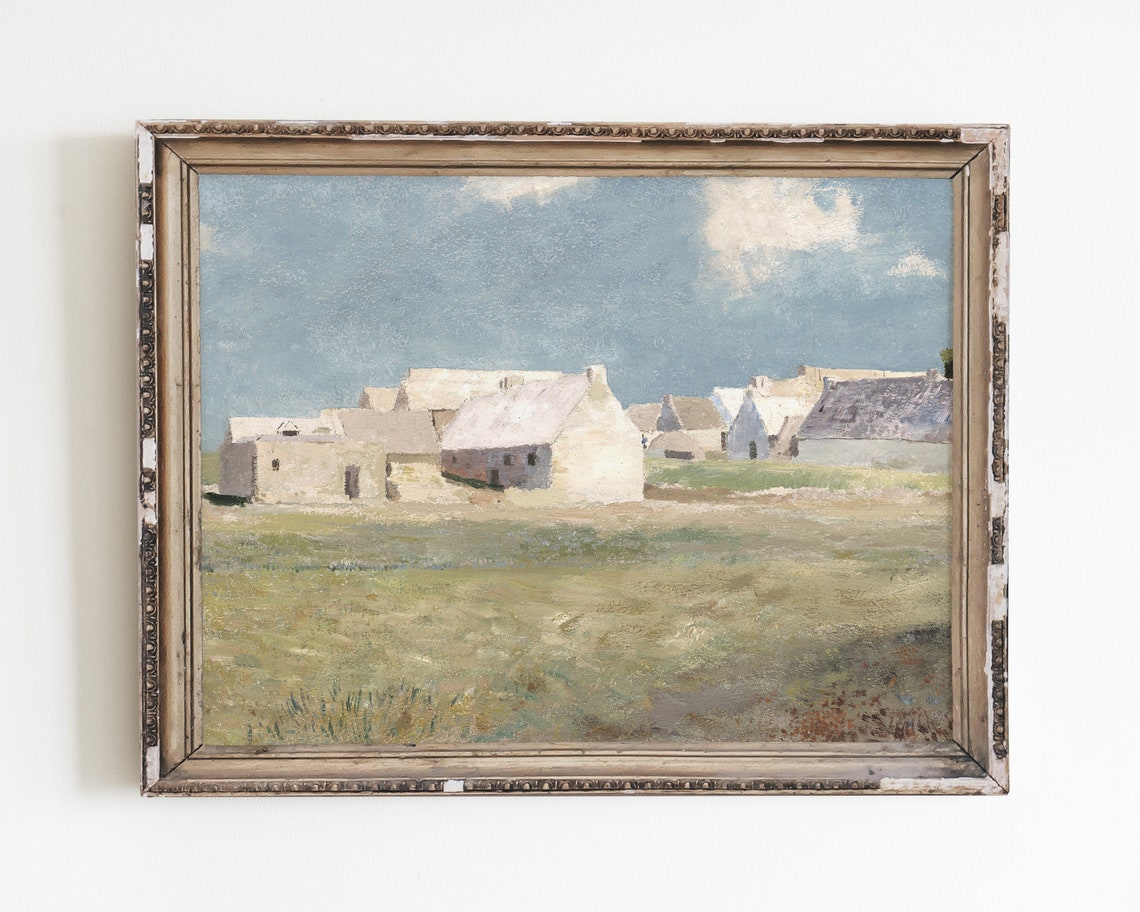 Vintage Farmhouse Wall Art French Country Decor Landscape Wall Art Vintage Art Print Country Wall Art Decor Cottage Home Painting
