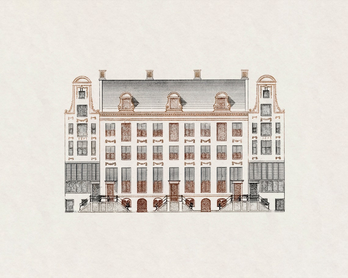 Vintage Architecture Print Sketch Art Print Architectural Drawing Line Art Print Wall Art - Image 3