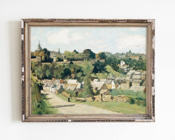 European Landscape Vintage Village Oil Painting Art Print