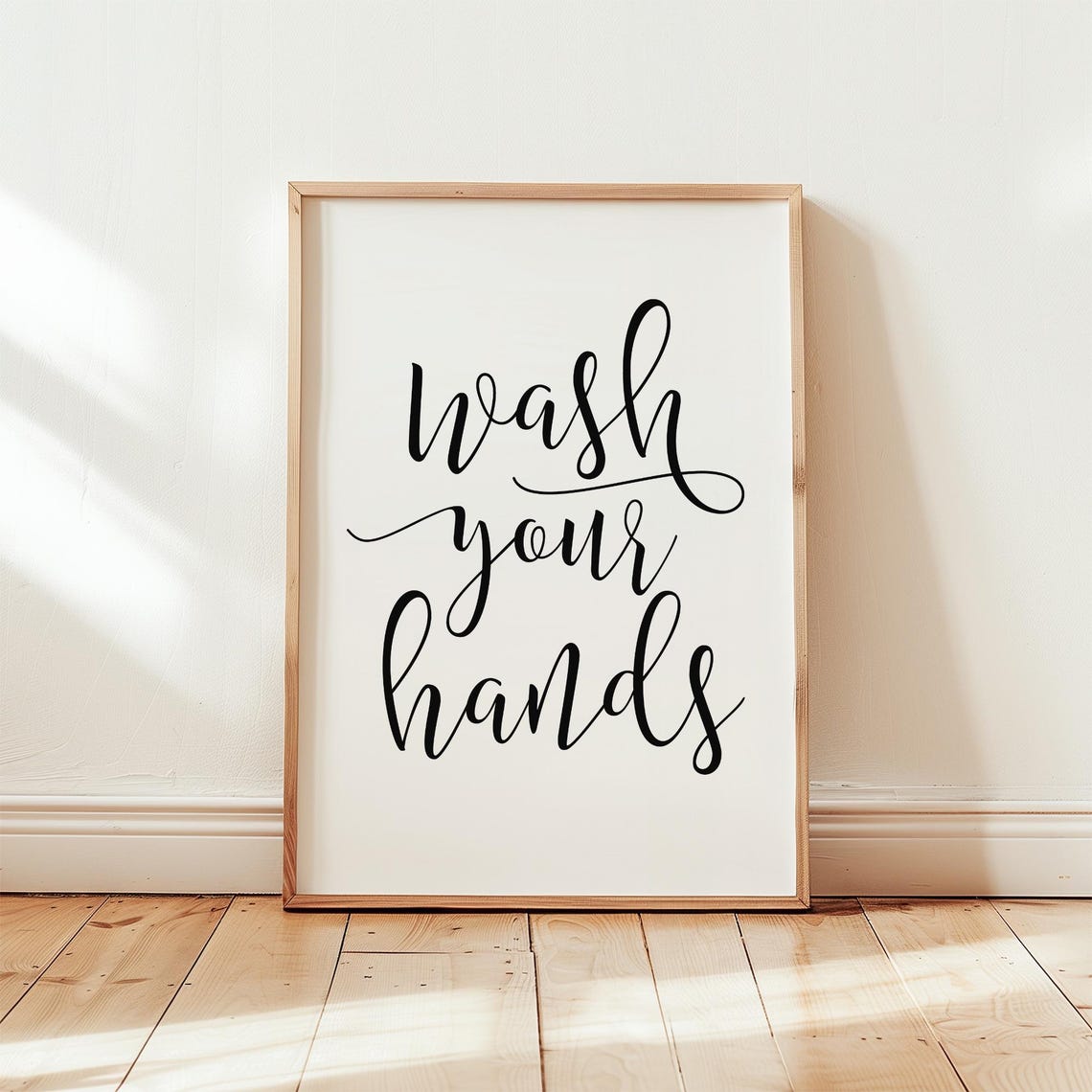 Wash Your Hands Elegant Script Calligraphy Bathroom Decor Poster - Image 2