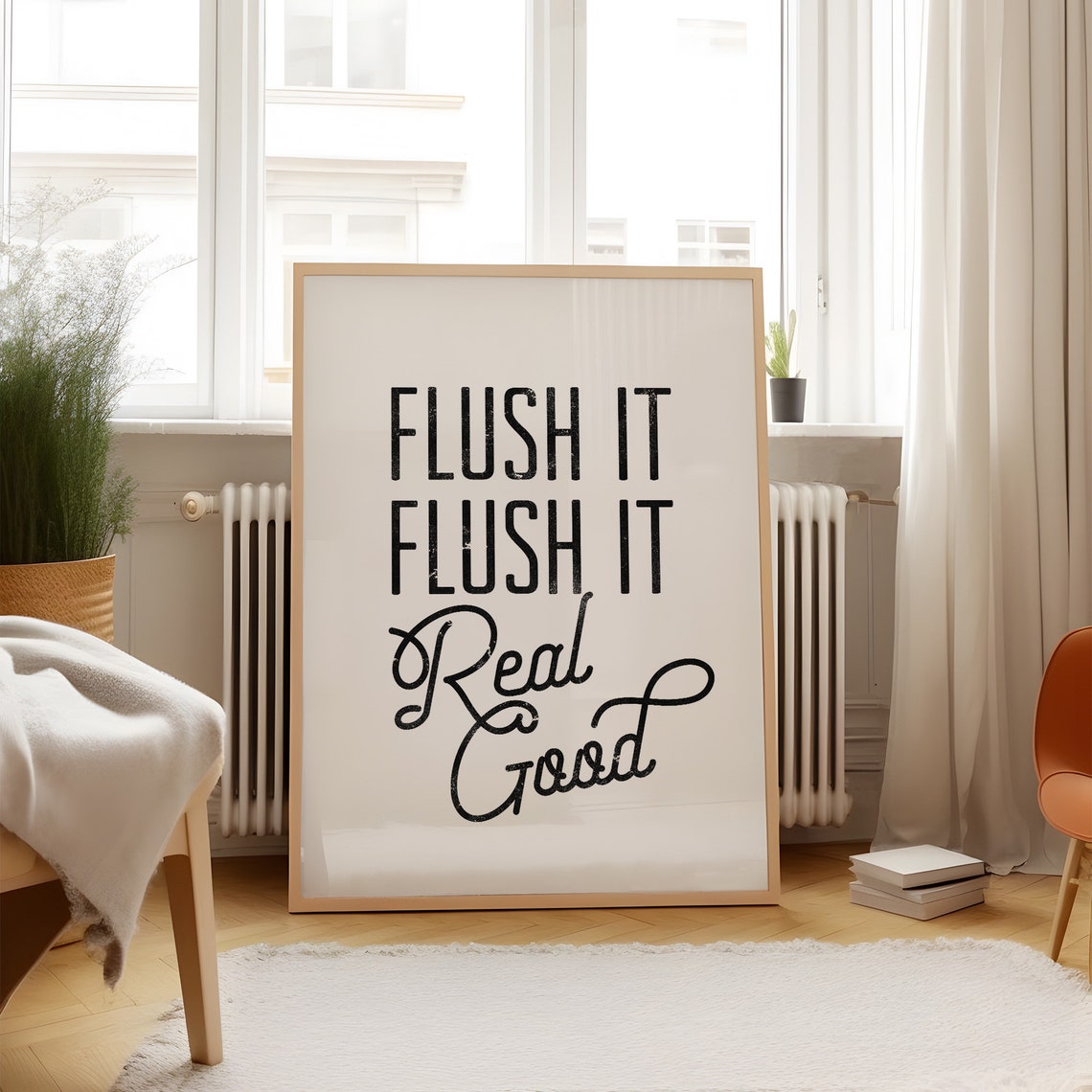 Flush It Real Good Bold Typography Funny Bathroom Wall Poster - Image 2