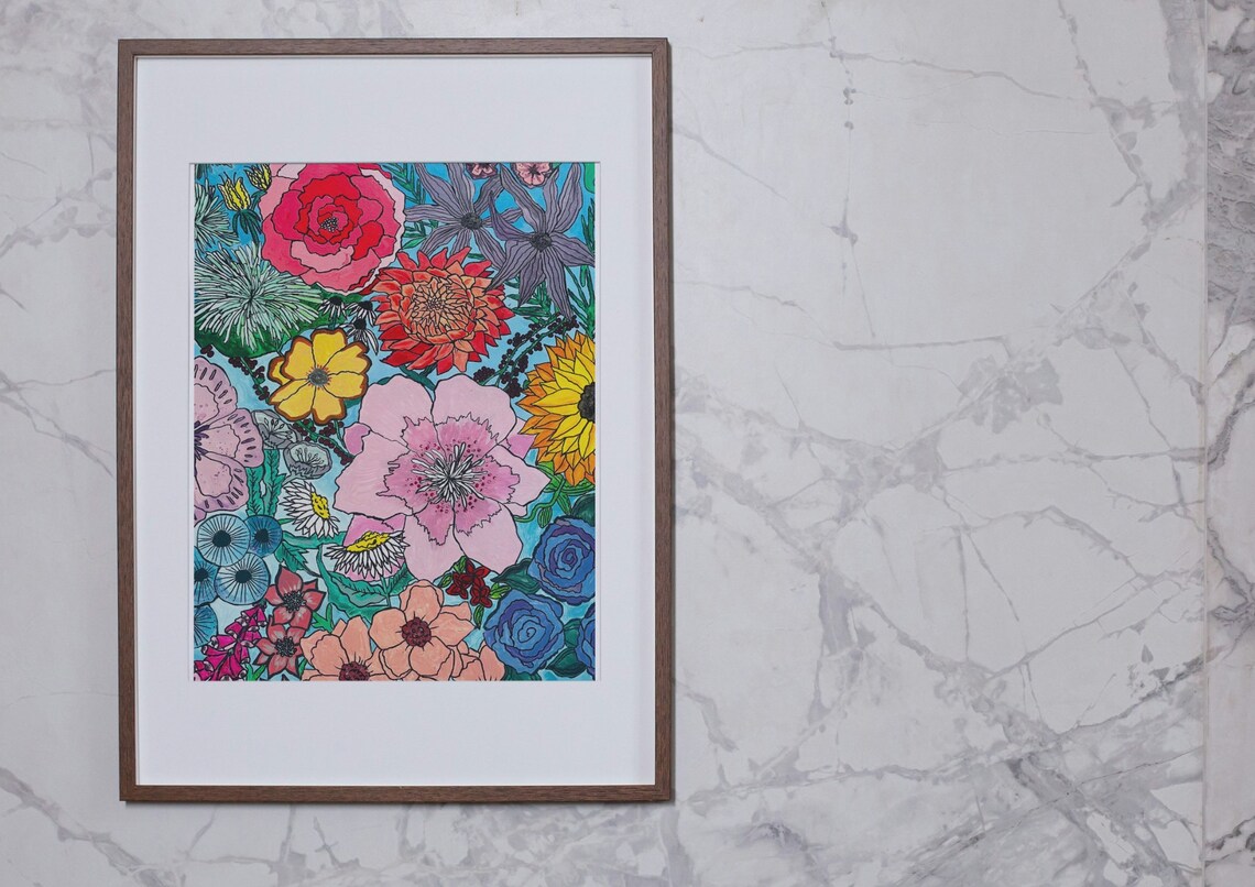 Flowers Original Artwork Poster, Bold Floral Art - Image 2
