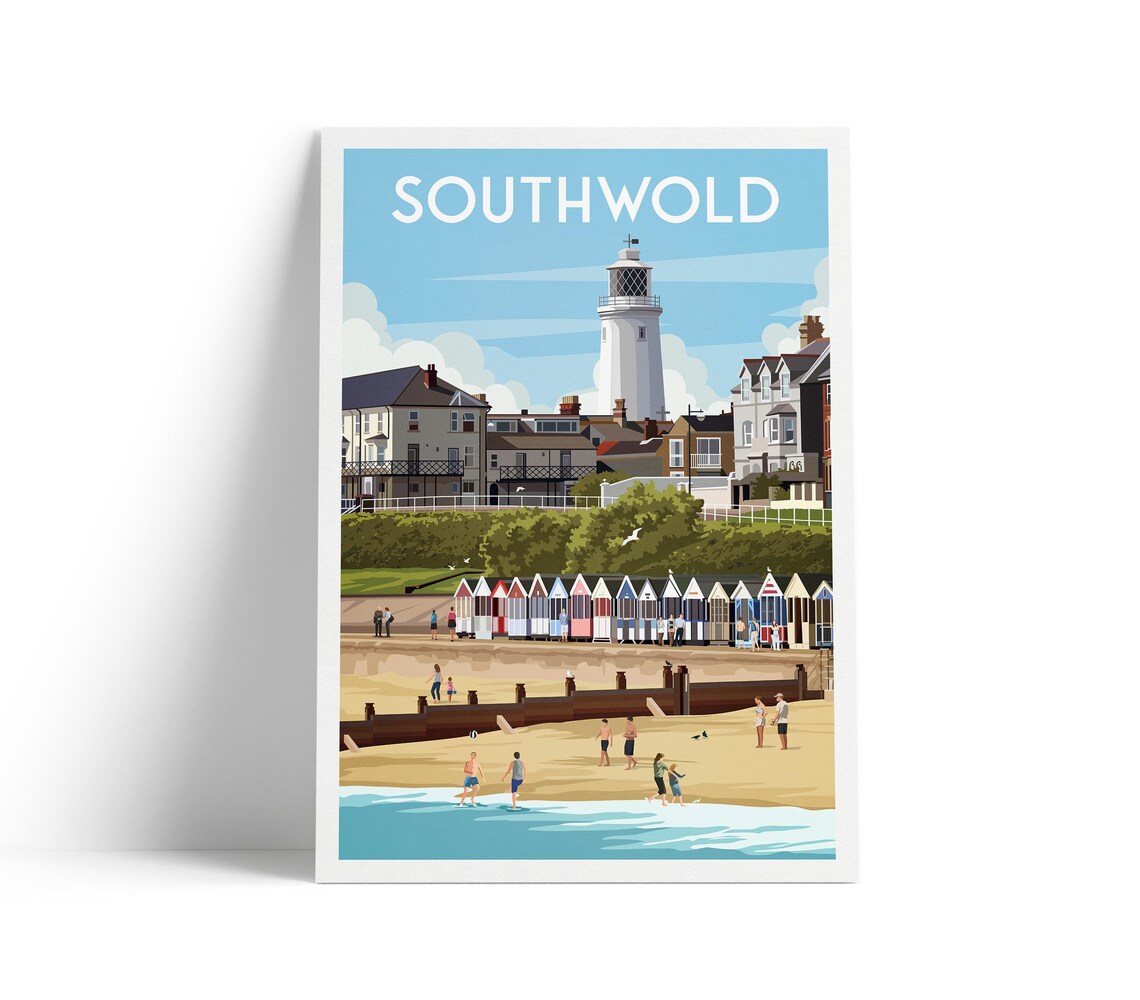 Southwold Lighthouse Travel Poster, Suffolk England