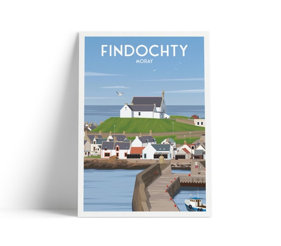 Findochty Travel Poster, Moray Firth Scotland