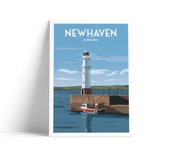 Newhaven Edinburgh Lighthouse Fishing Boat Harbor Scotland Travel Poster