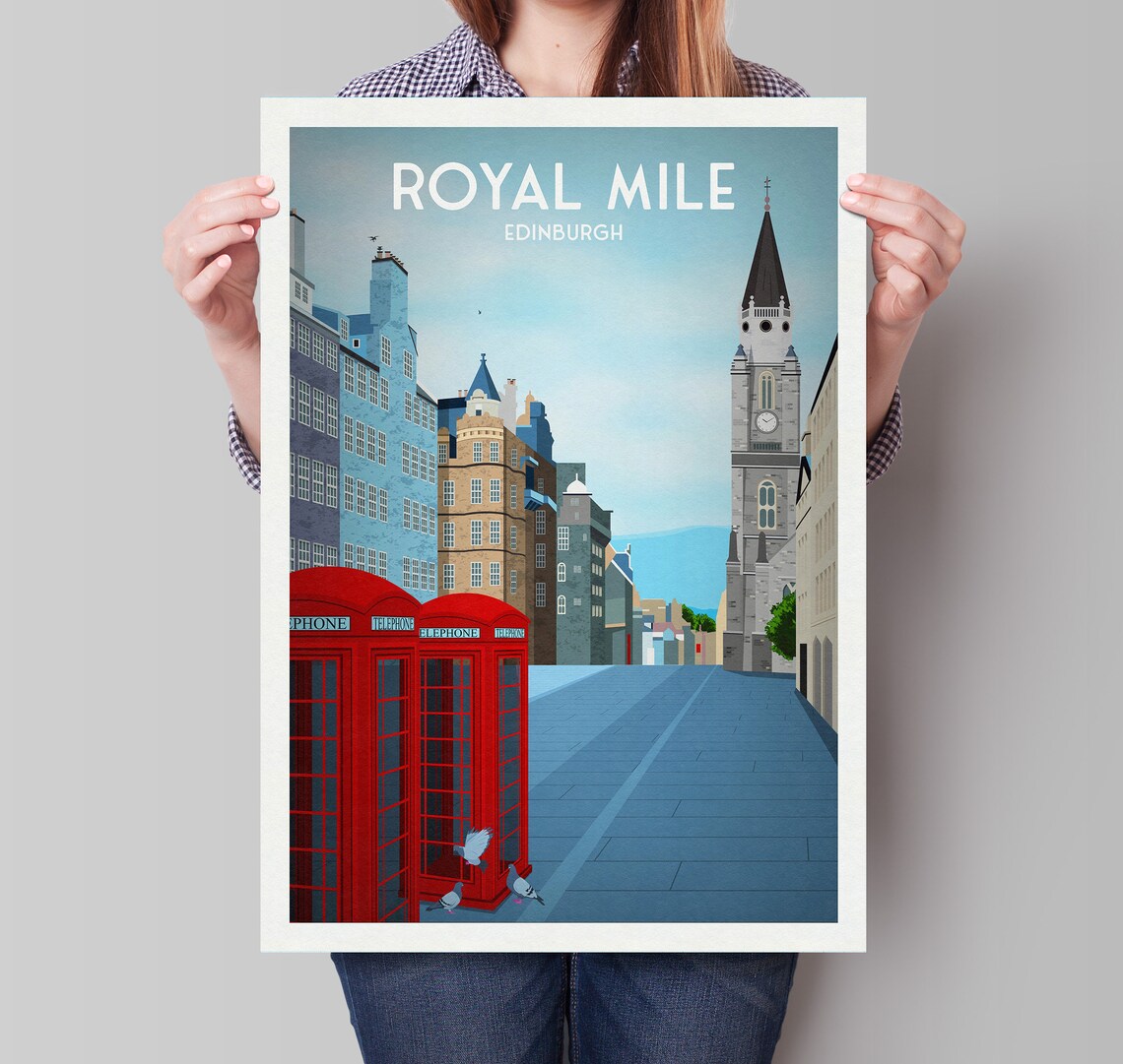 Royal Mile Edinburgh Travel Poster, Old Town