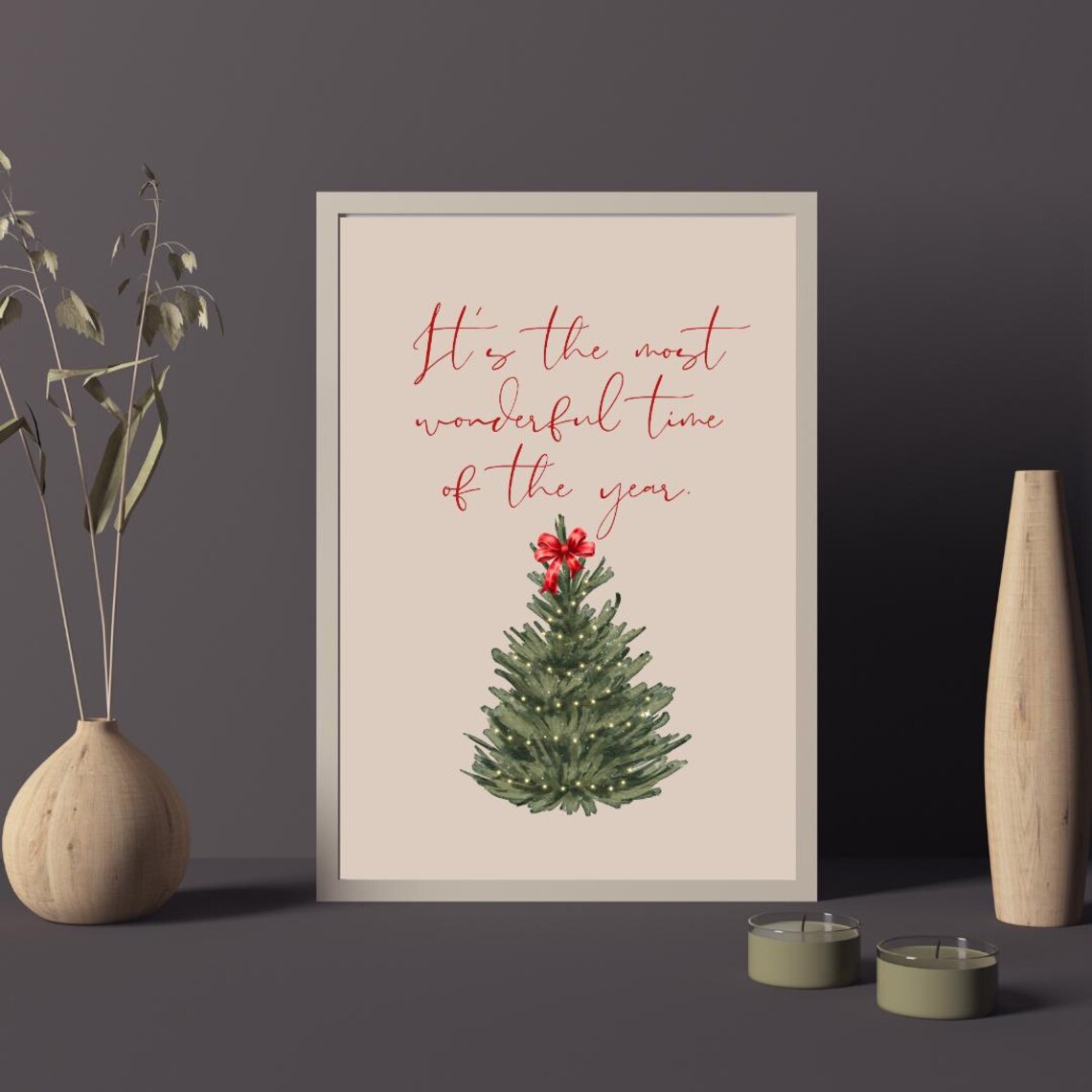 Its The Most Wonderful Time Of The Year Beige Christmas Poster - Image 2