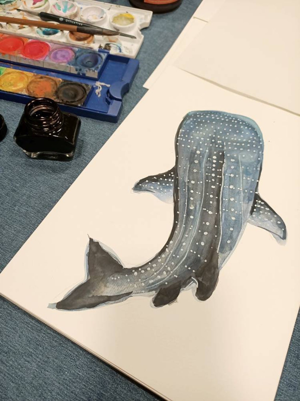 Whale Shark Picture Poster A4 21 X 30 Cm Childrens Room Watercolor Print Decoration Gift Colorful Animals Sea Shark Whale Ocean Maritime Animal Picture Art Print - Image 3