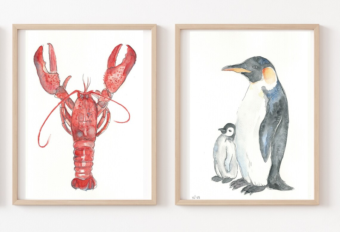 Red Lobster Watercolor Seafood Kitchen Art Print with Coastal Charm - Image 3