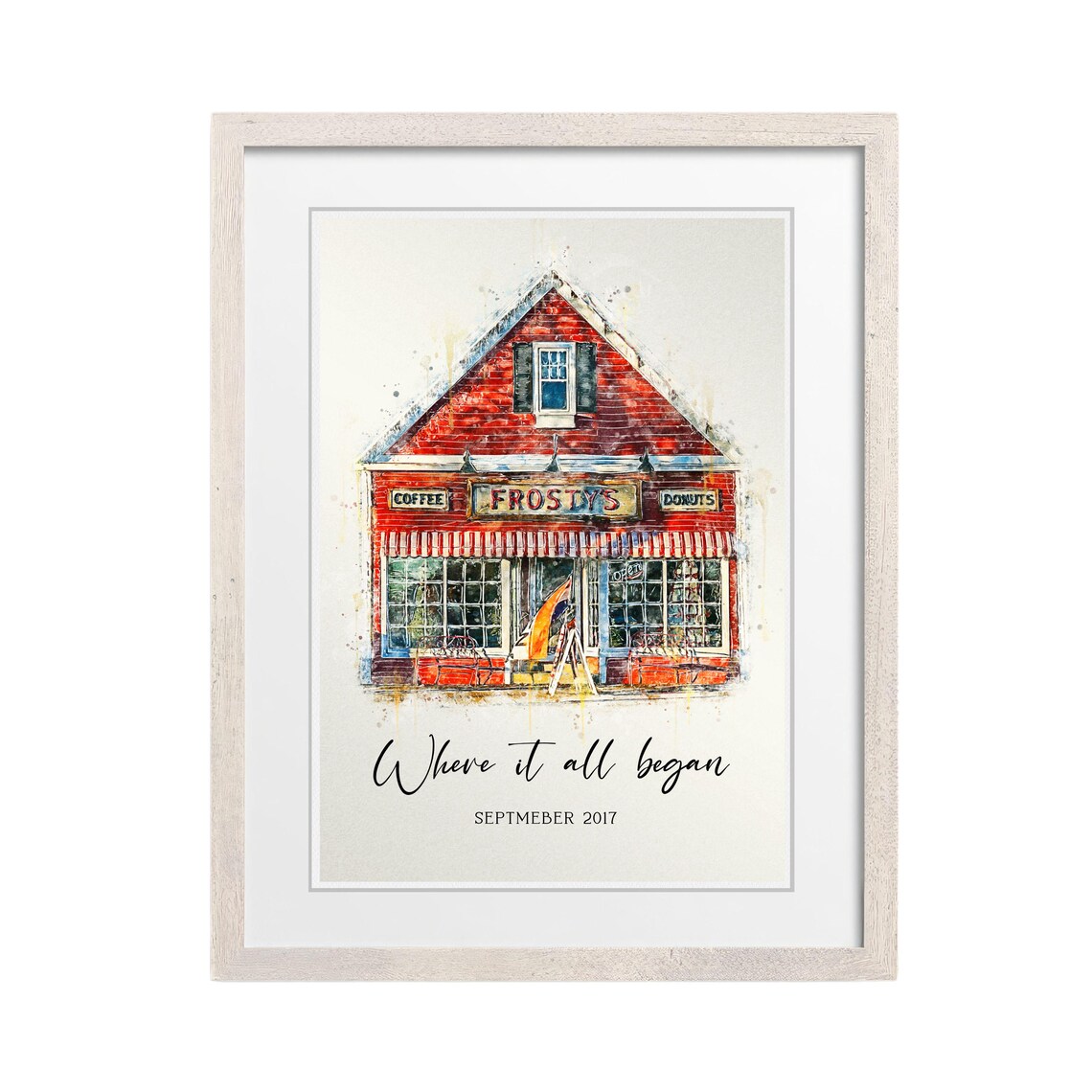 Custom Watercolor Frosty's Coffee Shop Where It All Began Poster