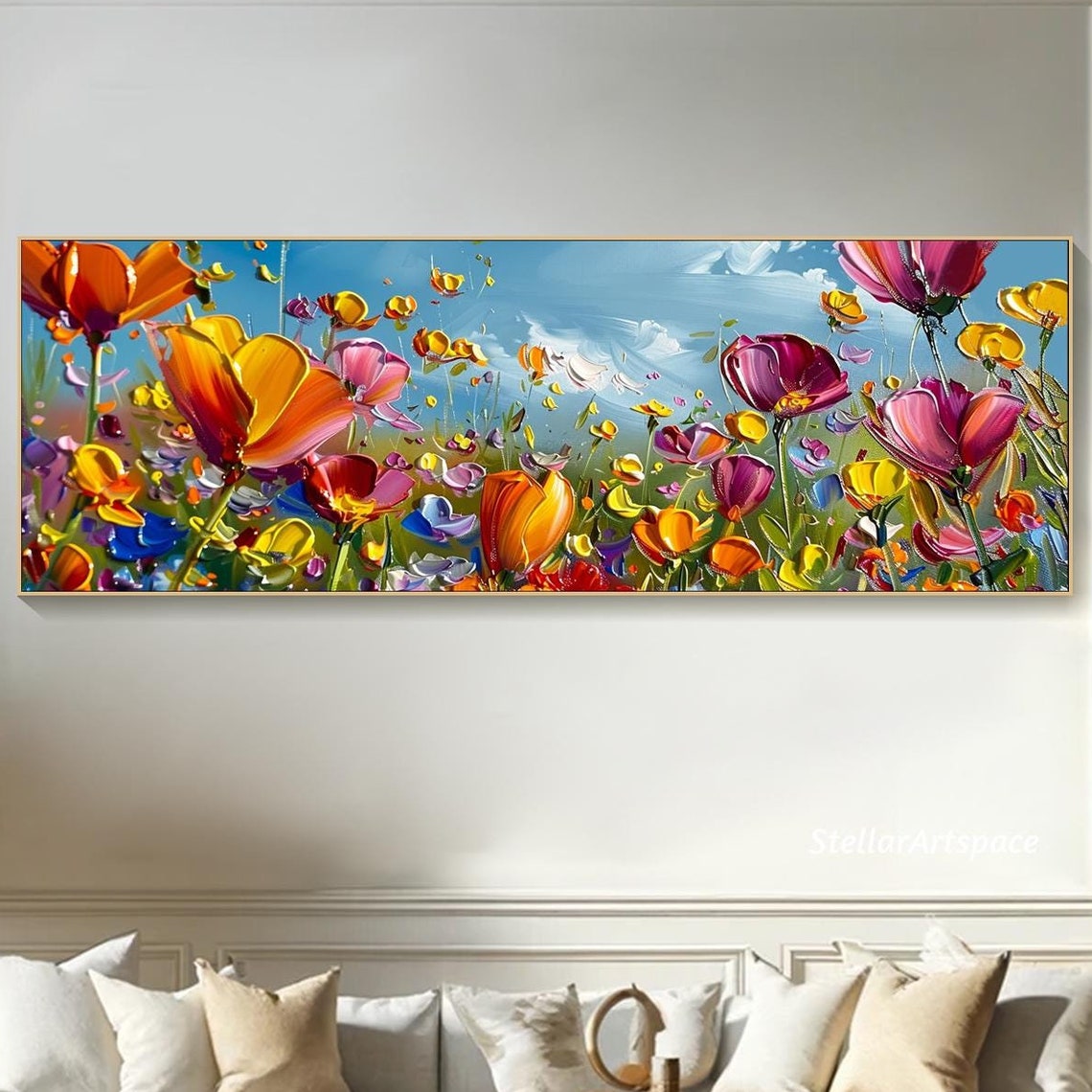 Vibrant Flower Painting On 3d Colorful Floral Art Textured Acrylic Painting Impasto Cheerful Floral Art Living Room Wall Art