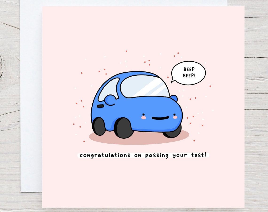 Beep Beep Blue Car Congratulations On Passing Your Test Print