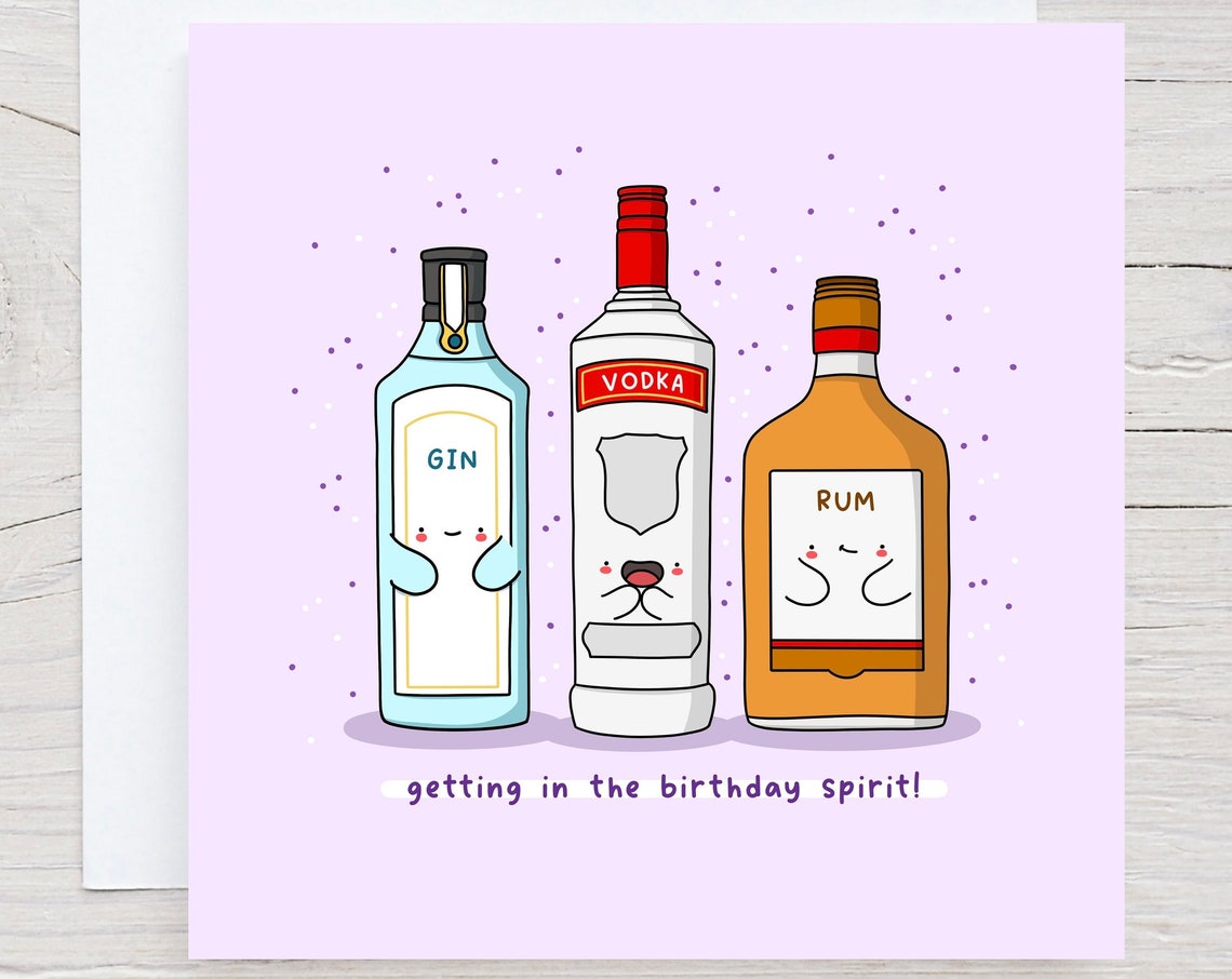 Getting in the Birthday Spirit Funny Liquor Card Pink Poster
